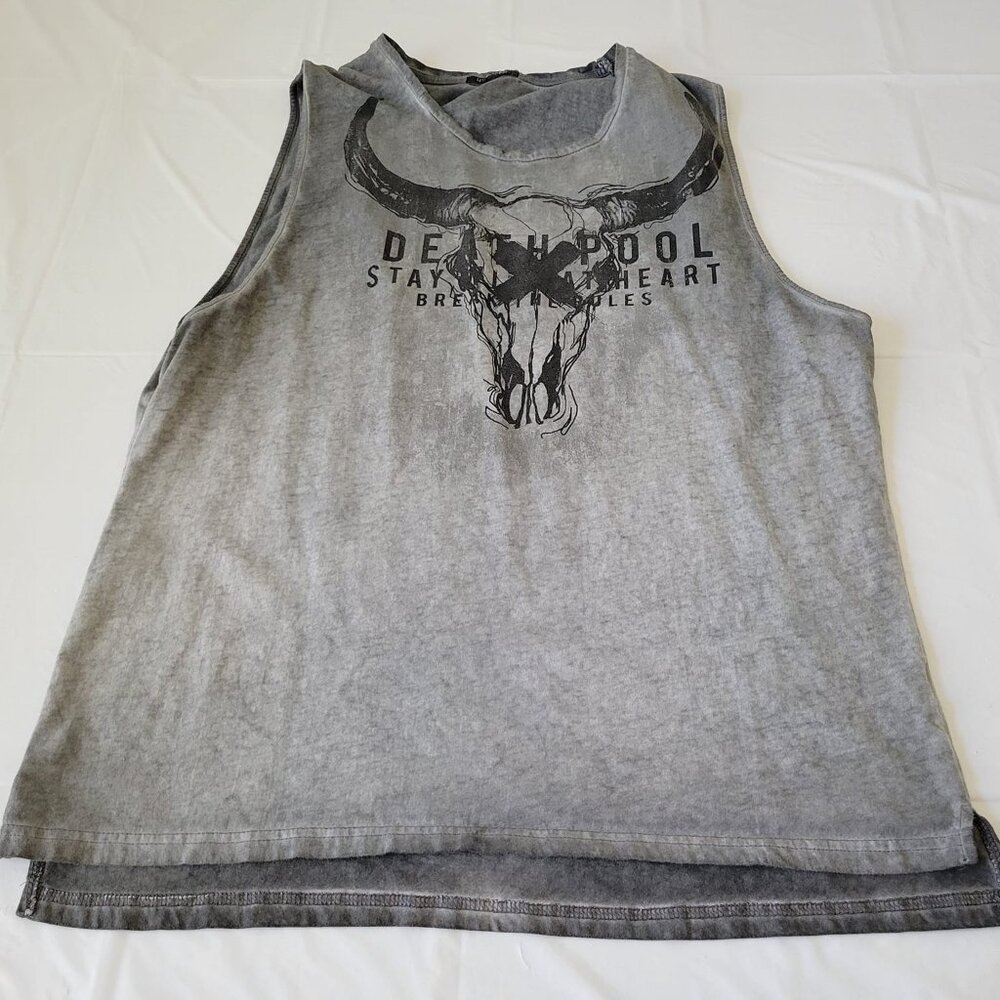True Prodigy Distressed Gray Tank Top Death Pool Size XXL Break The Rules Skull